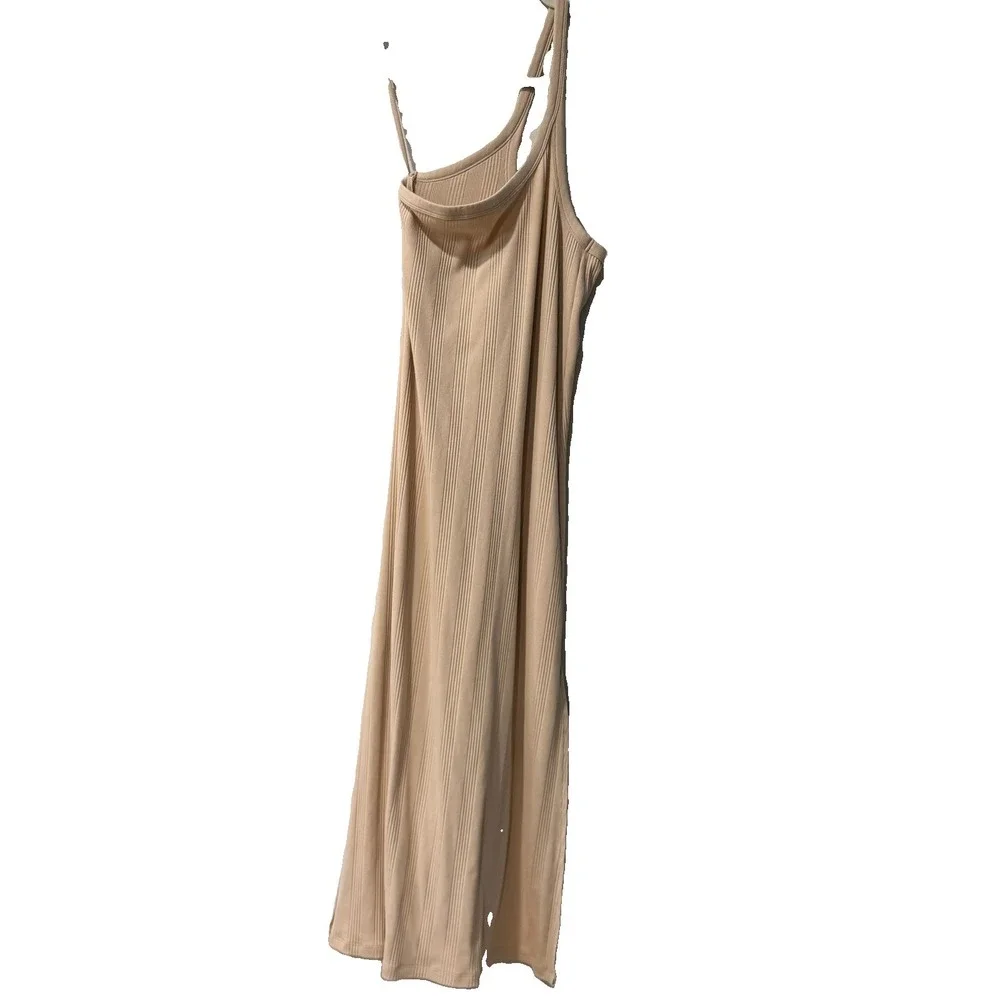 Aerie Summer Beige ribbed one shoulder Dress Bodycon Size M